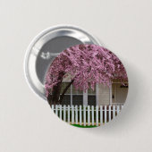 Badge Rond 5 Cm Arbre en fleurs dans les banlieues (Devant & derrière)