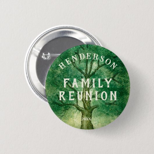 Badge Rond 5 Cm Arbre familial Réunion familiale rustique (Devant & derrière)