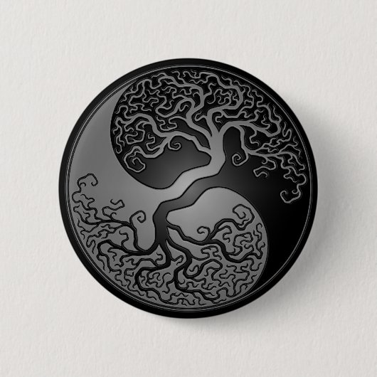 Badge Rond 5 Cm Arbre foncé de Yin Yang (Devant)
