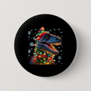 Badge Rond 5 Cm Arbre Rex Noël Light Enfants Dinosaur Noël T