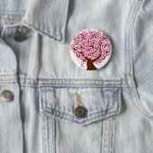 Badge Rond 5 Cm Arbre rose de cancer du sein d'espoir (En situation)