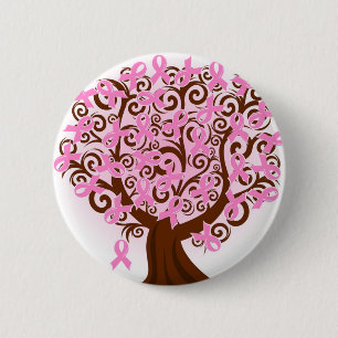 Badge Rond 5 Cm Arbre rose de cancer du sein d'espoir