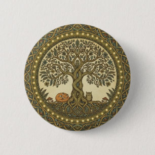 Badge Rond 5 Cm Arbre sacré de la vie Art celtique