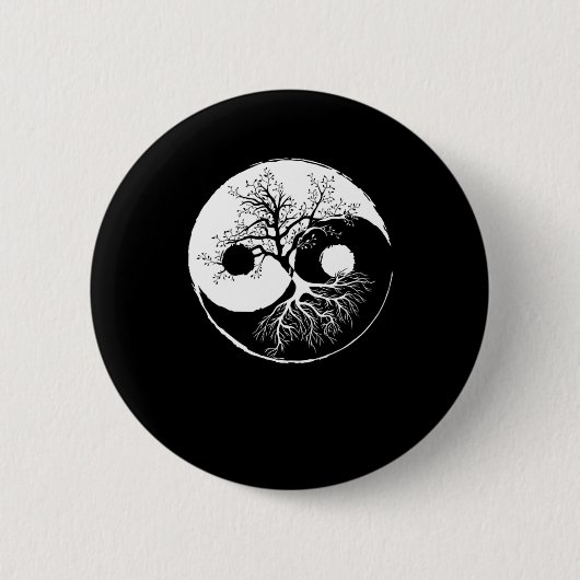Badge Rond 5 Cm Arbre Yin Yang Bonsai China Harmony Méditation cad (Devant)
