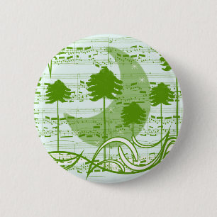 Badge Rond 5 Cm Arbres de musique bleu