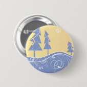 Badge Rond 5 Cm Arbres de Noël bleus (Devant & derrière)