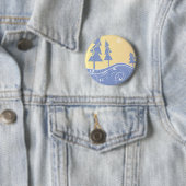 Badge Rond 5 Cm Arbres de Noël bleus (En situation)