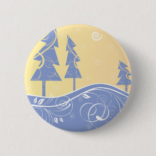 Badge Rond 5 Cm arbres de Noël bleus