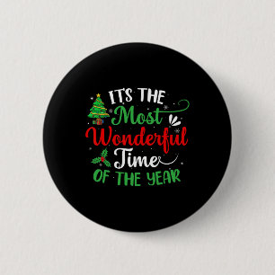 Badge Rond 5 Cm Arbres De Noël C'Est Le Moment Le Plus Merveilleux