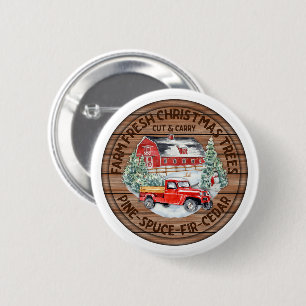 Badge Rond 5 Cm Arbres de Noël frais de ferme