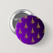 Badge Rond 5 Cm Arbres de Noël Gold sur violet (Devant & derrière)