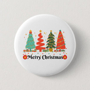 Badge Rond 5 Cm Arbres de Noël Joyeux Noël
