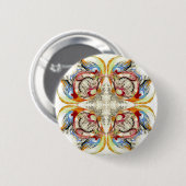 Badge Rond 5 Cm Arbres et oiseaux imaginaire (Devant & derrière)