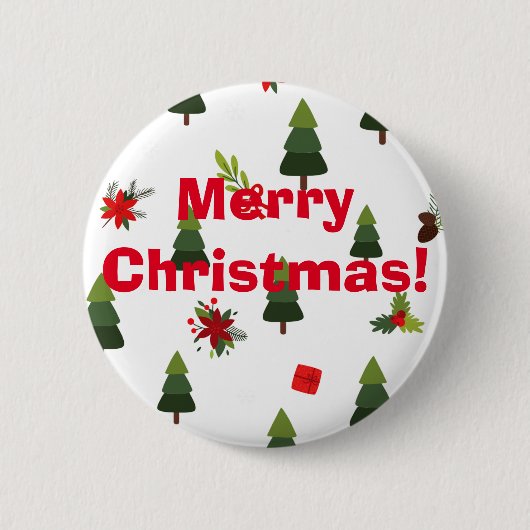Badge Rond 5 Cm Arbres et vaches de Noël (Devant)