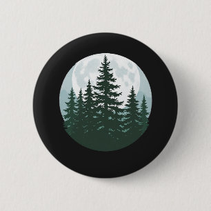 Badge Rond 5 Cm Arbres Faune Nature Forêt Silhouette