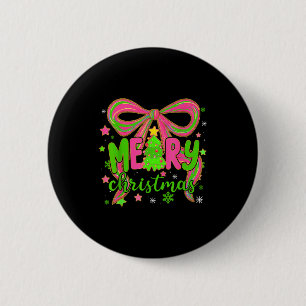 Badge Rond 5 Cm Arc Bow Joyeux Noël Arbre de Noël Fête Femme