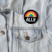 Badge Rond 5 Cm Arc en arc-en-ciel droit (En situation)