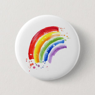 Badge Rond 5 Cm Arc-en-ciel à éclaboussure aquarelle