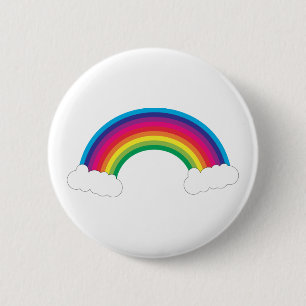 Badge Rond 5 Cm Arc-en-ciel aux nuages blancs mignon