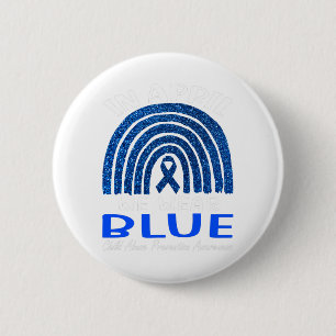 Badge Rond 5 Cm Arc-en-ciel Avril Nous Portons Bleu Prévention de