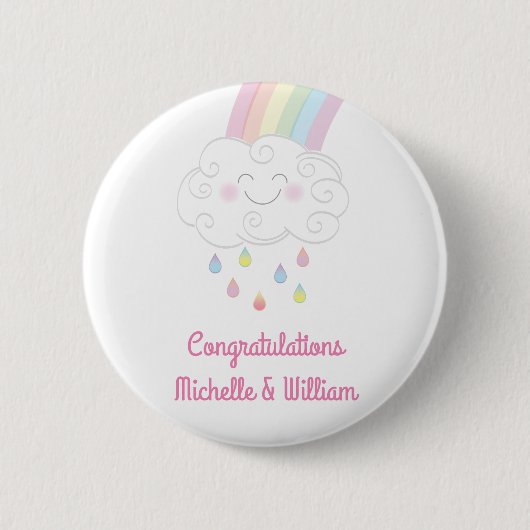 Badge Rond 5 Cm Arc-en-ciel Baby shower (Devant)