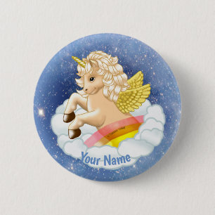 Badge Rond 5 Cm Arc en ciel Bébé épingle licorne