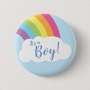 Badge Rond 5 Cm Arc-en-ciel C'est un Baby shower pour garçons