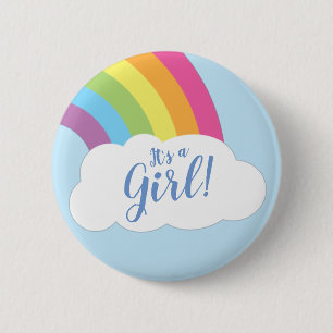 Badge Rond 5 Cm Arc-en-ciel C'est un bouton Baby shower fille