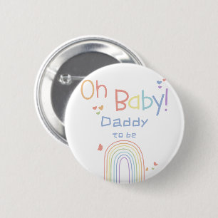 Badge Rond 5 Cm Arc-en-ciel coloré mignon avec coeurs futur papa
