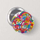 Badge Rond 5 Cm Arc-en-ciel de flower power (Devant & derrière)