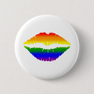 Badge Rond 5 Cm Arc-en-ciel de lèvres de baiser de LGBTQ