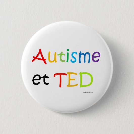 Badge Rond 5 Cm Arc-en-ciel de Macaron Autisme TED (Devant)