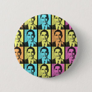 BADGE ROND 5 CM ARC-EN-CIEL D'ESPOIR AVEC OBAMA