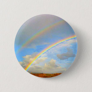 Badge Rond 5 Cm Arc-en-ciel double, Dieu promet, chance, saint Pat
