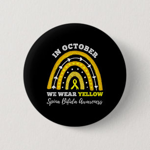 Badge Rond 5 Cm Arc En Ciel En Octobre Nous Portons Spina Jaune Bi