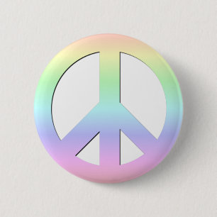 Badge Rond 5 Cm Arc-en-ciel en pastel mol de symbole de paix de