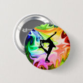 BADGE ROND 5 CM ARC-EN-CIEL ET PATINEUR LIQUIDES (Devant & derrière)