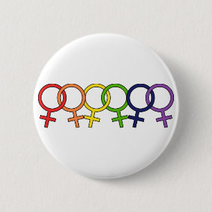 Badge Rond 5 Cm Arc-en-ciel femelle enclenché