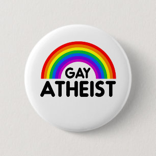 Badge Rond 5 Cm Arc-en-ciel gay athée