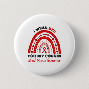 Badge Rond 5 Cm Arc-en-ciel Je Porte Le Rouge Pour Ma Maladie Card