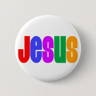 Badge Rond 5 Cm Arc-en-ciel Jésus