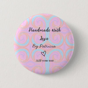 Badge Rond 5 Cm Arc-en-ciel scintillant fait main avec amour ajout