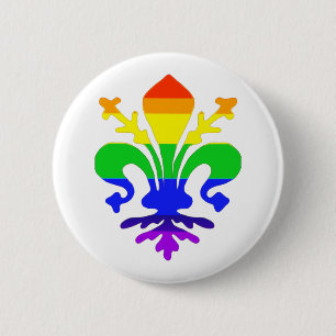 Badge Rond 5 Cm Arc-en-ciel stylisé Fleur de Lis