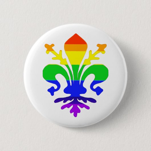 Badge Rond 5 Cm Arc-en-ciel stylisé Fleur de Lis (Devant)