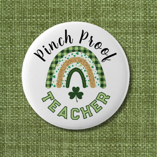 Badge Rond 5 Cm Arc-en-ciel vert Pinch Proof Professeur St Patrick