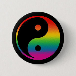 Badge Rond 5 Cm Arc-en-ciel Yin Yang