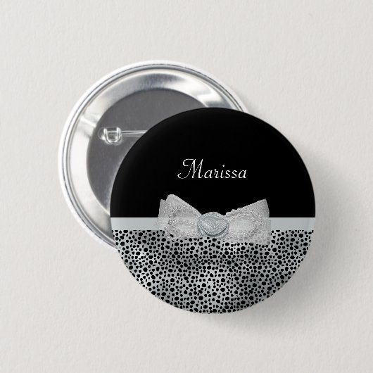 Badge Rond 5 Cm Arc froncé d'impression argenté élégant de guépard (Devant & derrière)