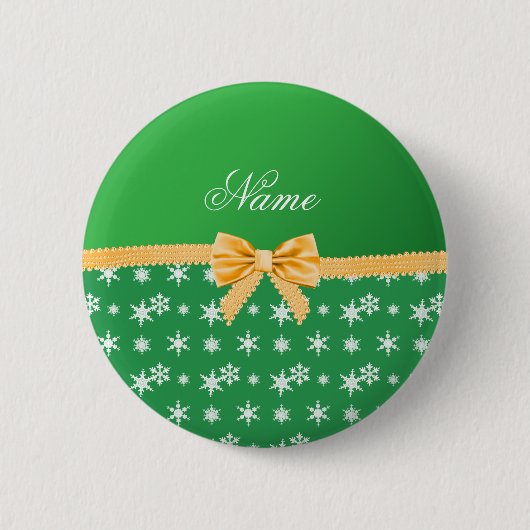 Badge Rond 5 Cm Arc vert nommé fait sur commande d'or de flocons (Devant)