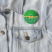 Badge Rond 5 Cm Arc vert nommé fait sur commande d'or de flocons (En situation)