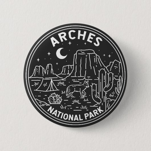 Badge Rond 5 Cm Arches Parc National Delicate Arch Monoline (Devant)